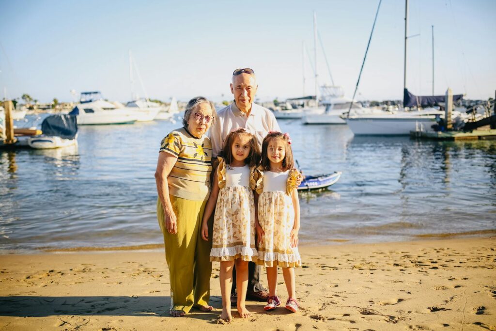 Multi-generational family enjoying a Caribbean beach on a cruise vacation